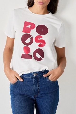 T-shirt Vintage St Tropez - Wit en Roze