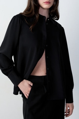 Blouse Abstract Poetry - Zwart
