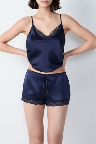 Zijden Pyjamashort Milky - Donkerblauw