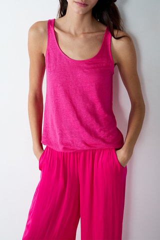 Débardeur de pyjama en lin Josie - Fuchsia