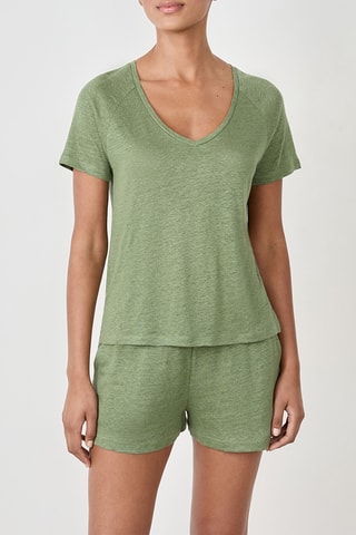 T-shirt de pyjama en lin Josie - Vert clair