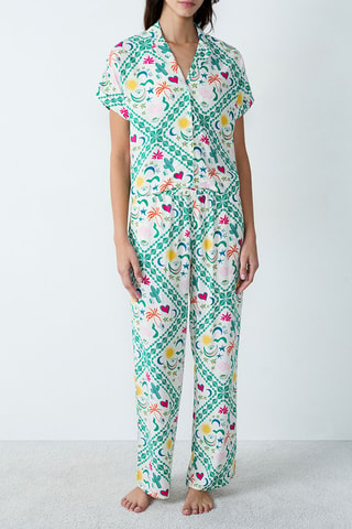 Chemise de pyjama Fadella - Vert et blanc