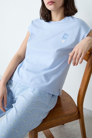 Pyjamashirt Camélia - Hemelsblauw