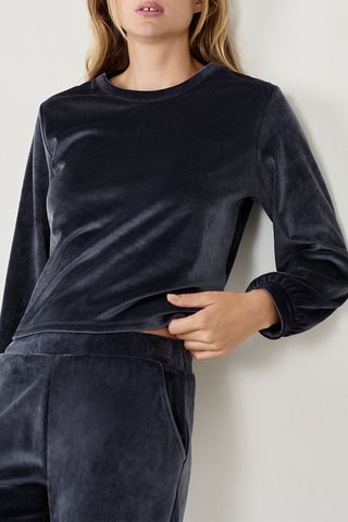 Sweat en velours Bradley - Bleu nuit