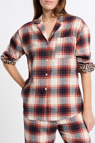 Chemise de pyjama Faron - Ecru et bordeaux