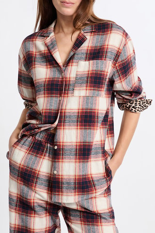 Chemise de pyjama Faron - Ecru et bordeaux