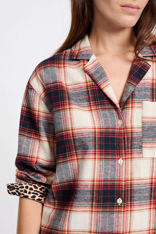 Chemise de pyjama Faron - Ecru et bordeaux