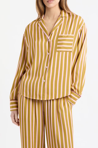 Pyjamablouse Mocca - olijfgroen en roze