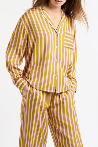 Pyjamablouse Mocca - olijfgroen en roze