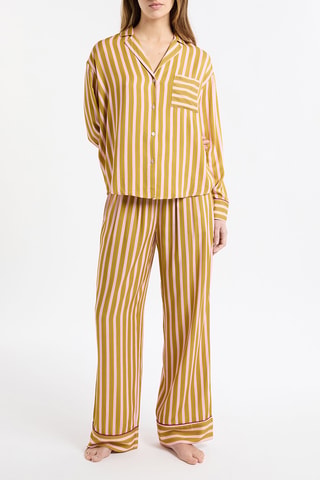 Pyjamablouse Mocca - olijfgroen en roze