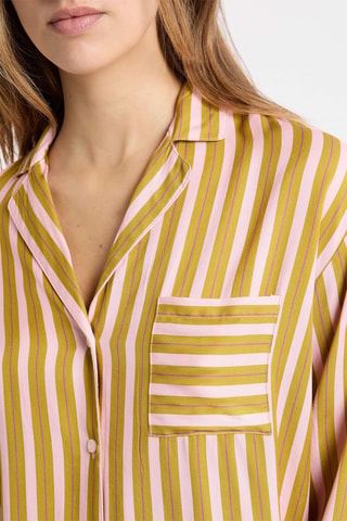 Pyjamablouse Mocca - olijfgroen en roze