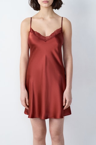 Zijden Slipdress Milky - Steenrood
