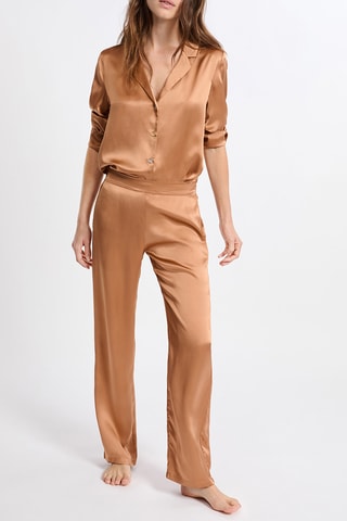 Zijden Pyjamabroek Pearly - Lichtbruin
