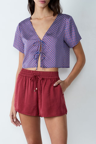 Short de pyjama Cheeta - Rouge brique