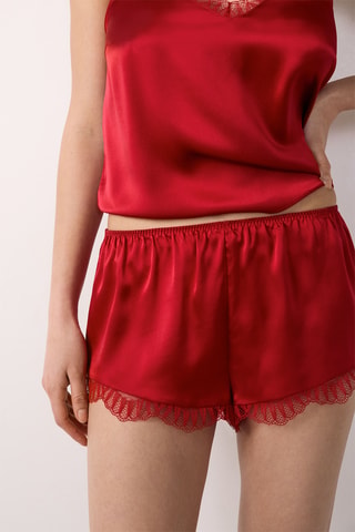 Short de pyjama en soie Softy - Rouge