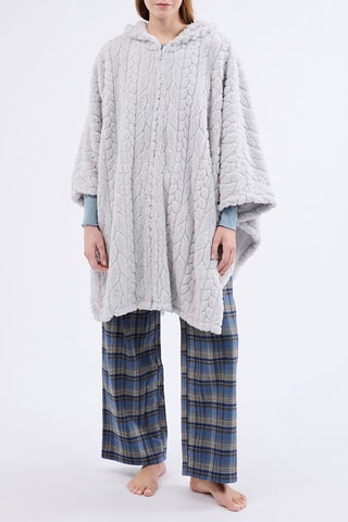 Poncho met Capuchon Mund - Lichtgrijs