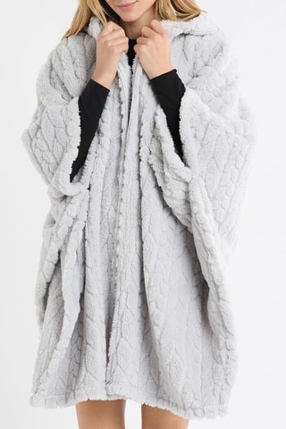 Poncho met Capuchon Mund - Lichtgrijs