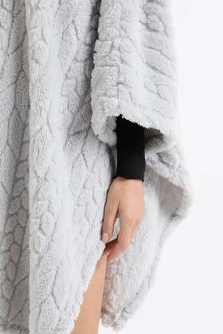 Poncho met Capuchon Mund - Lichtgrijs
