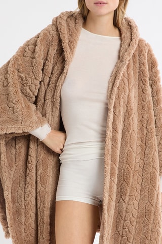 Poncho met Capuchon Mund - Bruin