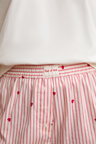 Short de pyjama Boyfriend - Blanc et rouge