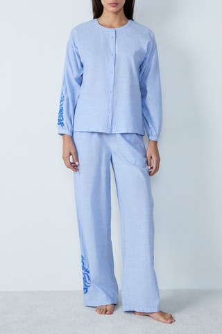 Chemisier de pyjama Idienn - Bleu