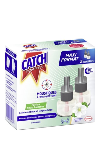 2 recharges pour diffuseur électrique liquide Catch Control - Fleurs Blanches - 2 x 45 nuits