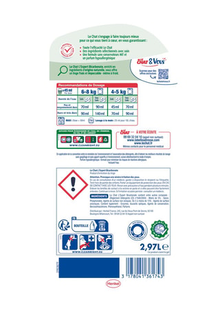 Lessive L'Expert Bicarbonate Le Chat - 66 lavages - 2,97 l