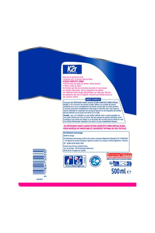 Détachant avant lavage spécial blanc K2r - 500 ml