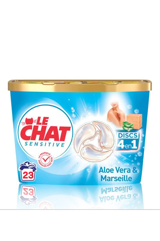 23 pastilles de lessive Le Chat Disc Savon de Marseille & Aloe Vera