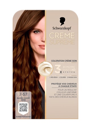 Coloration crème soin Crème Suprême Schwarzkopf - 7-57 Blond Cuivré Doré