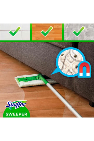 Balai dépoussiérant Swiffer avec lingettes - Clean & Fresh - 11 lingettes