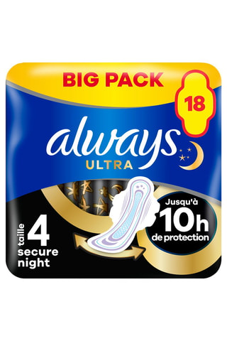 4 x 18 serviettes hygiéniques Always ultra - Secure night - Taille 4