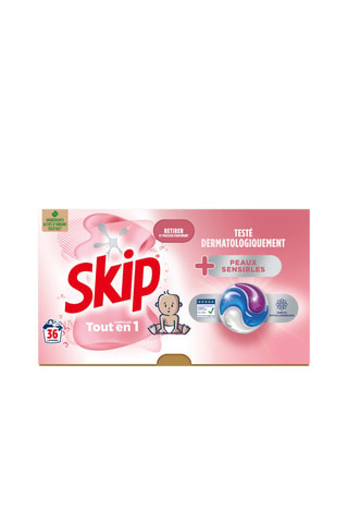 3 x Lessive capsules Tout-en-1 Skip Peaux Sensibles - 36 lavages