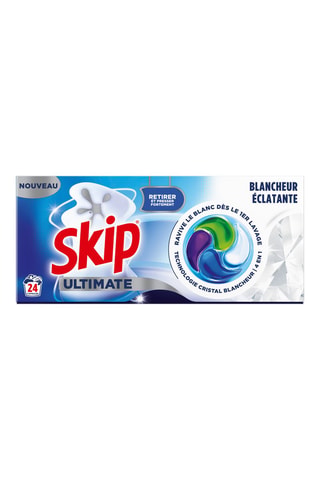4 x Lessive capsule 4en1 blancheur éclatante Skip Ultimate - 24 lavages