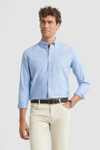 Chemise regular en coton biologique - Bleu