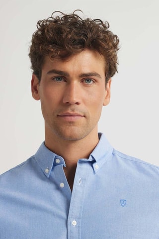 Chemise regular en coton biologique - Bleu