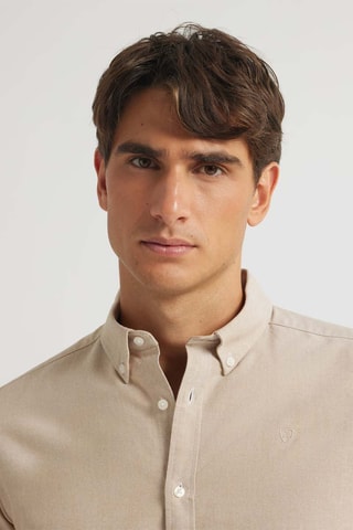 Chemise regular en coton biologique - Marron