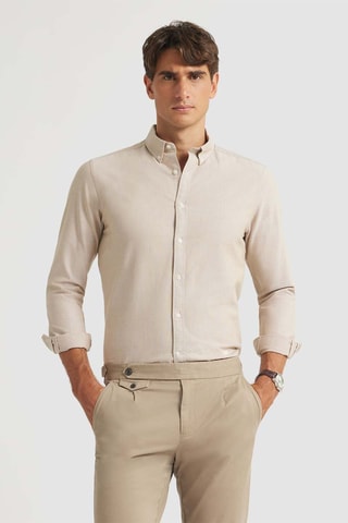 Chemise regular en coton biologique - Marron