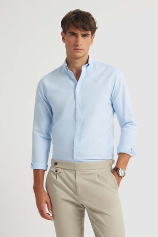 Chemise regular en coton biologique - Bleu