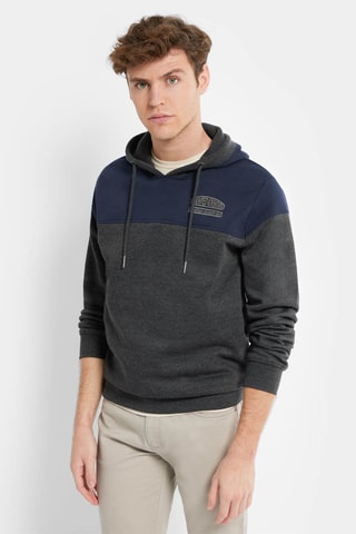 Sweat à capuche - Blanc, bleu et gris