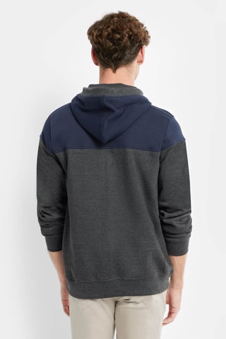 Sweat à capuche - Blanc, bleu et gris