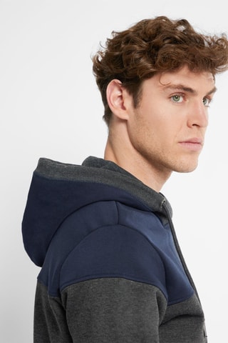 Sweat à capuche - Blanc, bleu et gris