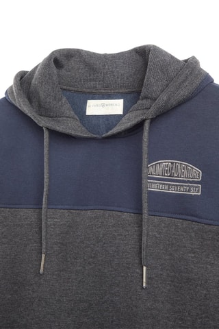 Sweat à capuche - Blanc, bleu et gris