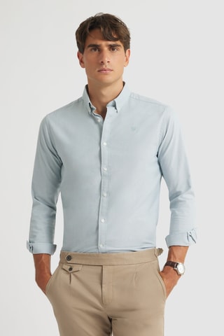 Chemise regular en coton biologique - Bleu