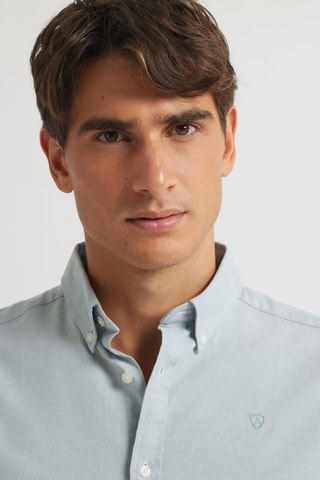 Chemise regular en coton biologique - Bleu