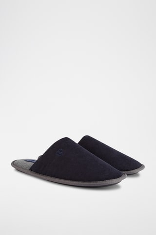 Pantoufles en velours - Bleu marine