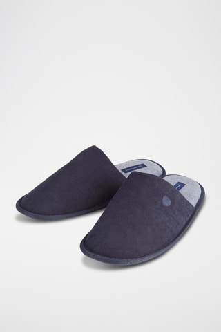 Pantoufles en velours - Bleu marine