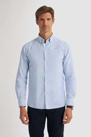 Chemise regular - Blanc et bleu