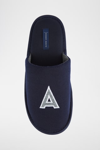 Pantoufles en velours - Bleu marine