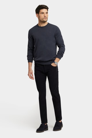 Pantalon regular en velours - Bleu marine